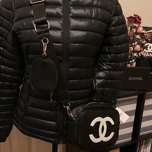 Fashion Black and White Crossbody Bag. Jacket sold separately see other post.